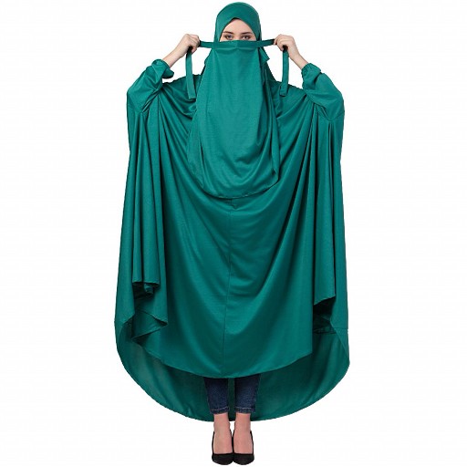 Free size jilbab with nose piece- Green